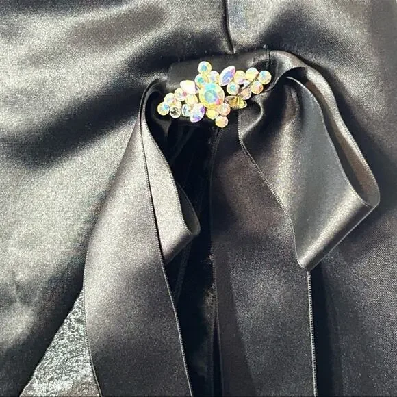 Vintage 80s Jessica McClintock Gunne Sax Black Strapless Mini Dress 7/8 - Picture 7 of 11